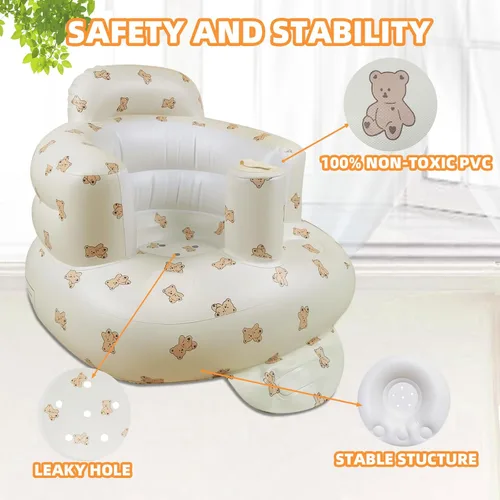 Miniatura 3 de AGITVPS Asiento de bebé inflable mejorado con bandeja para bebés de 3 a 36 meses, asiento de bumbo con bomba de aire integrada con bandeja, silla