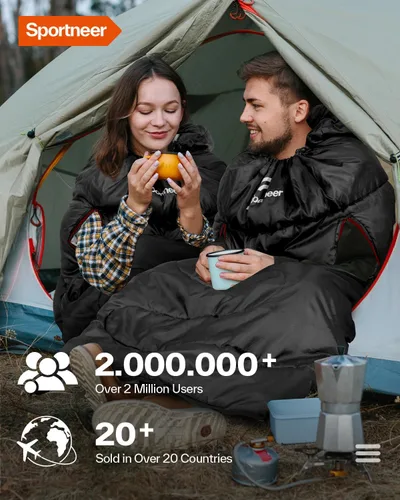 Miniatura 7 de Sportneer Saco de dormir portátil para adultos y niños - Caminable con cremalleras en los brazos, clima cálido e impermeable frío, compacto
