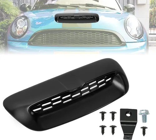 Miniatura 10 de Kojem Capó Rejilla de Ventilación de Entrada de Aire Cubierta Compatible con Mini Cooper S R55 R56 R57 R58 R59 2007-2013 Negro Pintado-negro