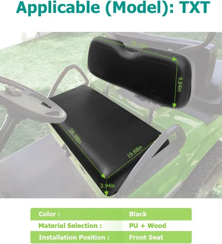 Miniatura 2 de Cojines de repuesto para asiento de carrito de golf EZGO TXT 1994-2013, juego negro de 2 piezas