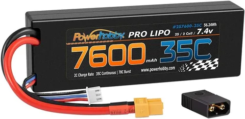 Miniatura 8 de Powerhobby 2S 7.4v 7600mah 35c Lipo Batería con enchufe XT60 + adaptador compatible con: Slash 4x4 4WD 2WD Stampede Rustler E-Revo E-Maxx Spartan