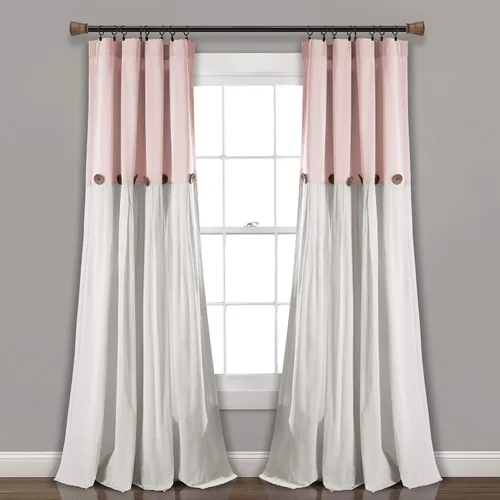 Miniatura 33 de Lush Decor - Cortinas de lino con botones de estilo granja, panel individual, diseño plisado de dos tonos de 40 pulgadas de ancho x 108 pulgadas