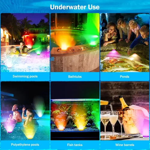Miniatura 7 de Luces para piscina, luces LED sumergibles recargables de ultra alta luminosidad con control remoto, luz LED magnética impermeable IP68 de 22