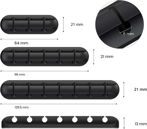 Miniatura 4 de SOULWIT Clips de soporte para cables, paquete de 3 clips organizadores de cables de silicona autoadhesivos para escritorio, cable de carga USB