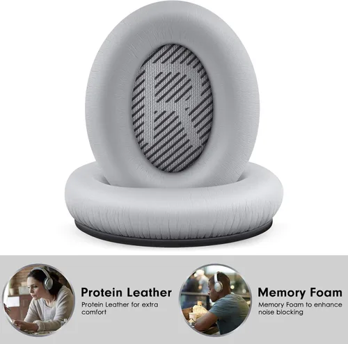 Miniatura 5 de Almohadillas de repuesto profesionales para auriculares Bose QuietComfort 35 QC15 QC25 QC2 QC35/Ae2 Ae2i Ae2w SoundTrue y SoundLink sobre la Plateado