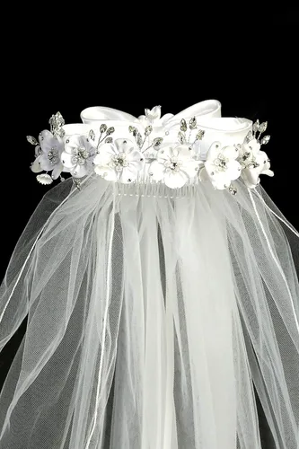 Miniatura 3 de iGirlDress Corona de flores blancas y perlas para niñas de primera comunión