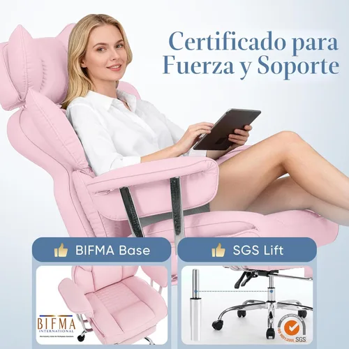 Miniatura 4 de DUMOS Silla de oficina grande y alta, 350 libras, silla de escritorio ejecutiva de piel sintética resistente a los arañazos con reposapiés, silla