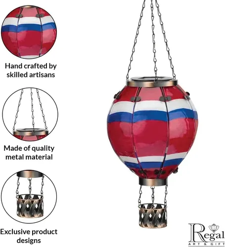 Miniatura 4 de Regal Art & Gift Linterna Solar de Globo Aerostático – Luces LED Colgantes Alimentadas por Energía Solar, Lámpara Decorativa Portátil Impermeable