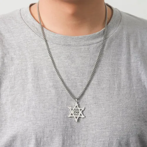 Miniatura 8 de EUEAVAN Collar con dije de estrella de David contra el mal de ojo de seis puntas con dije de estrella de David, hexagrama demoníaco religioso