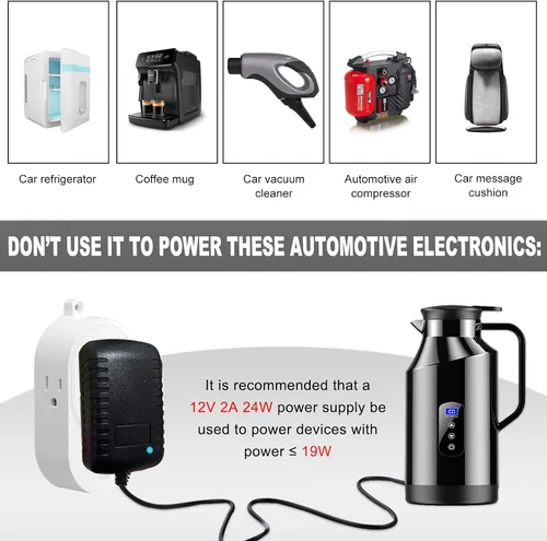 Miniatura 4 de Wevdn Convertidor de CA a CC, 2 A 24 W, adaptador de toma de encendedor de cigarrillos para auto, transformador de fuente de alimentación portátil