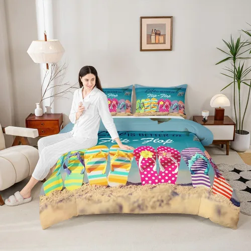 Miniatura 17 de Juego de edredón Lake House tamaño Twin, juego de ropa de cama náutica de navegación con ancla de 2 piezas para decoración de habitación de niños