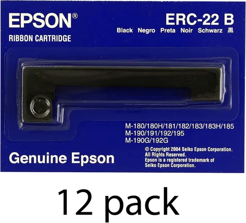 Miniatura 2 de Epson (ERC-22B) - Paquete de 12 cartuchos de cinta negra para M-180, M-181, M-183, M-185 (E65103)