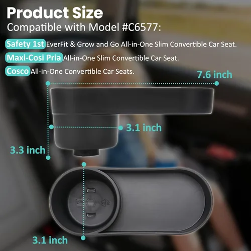 Miniatura 3 de Maxi-COSI Pria - Paquete de 2 bandejas para asiento de automóvil con portavasos para seguridad 1st EverFit & Grow and Go Cosco todo en uno