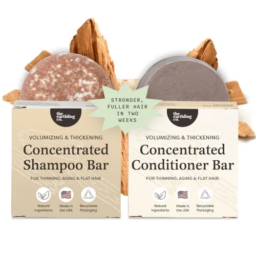 The Earthling Co - Juego de barra de champú y acondicionador voluminizador para engrosamiento, plenitud, fuerza y crecimiento, sin sulfato, silicón,