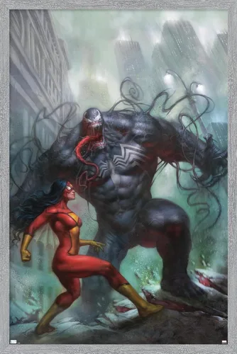 Miniatura 13 de Trends International Marvel Comics-Spider-Woman-Venom #161 - Póster de pared, 14.725 x 22.375 pulgadas, versión enmarcada de madera de granero