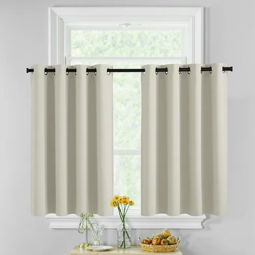 Miniatura 53 de RYB HOME Cortinas opacas de cocina de 36 pulgadas de largo, tratamiento de privacidad para ventanas pequeñas, aislamiento térmico, telón de fondo