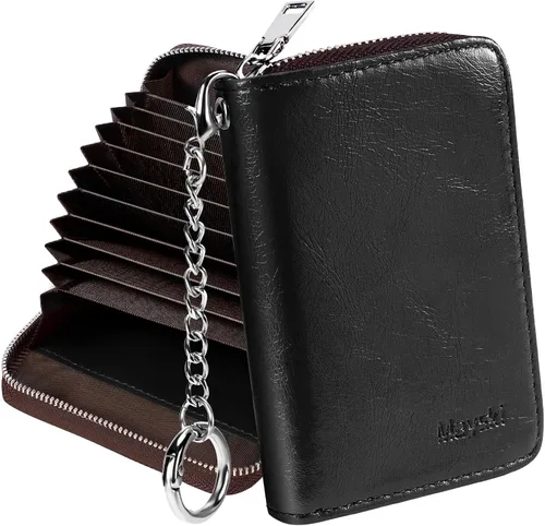 Miniatura 17 de Mayski - Cartera para tarjetas de crédito con cremallera para mujeres, tarjetero pequeño de acordeón, llavero, tarjetero para tarjetas de Manzana