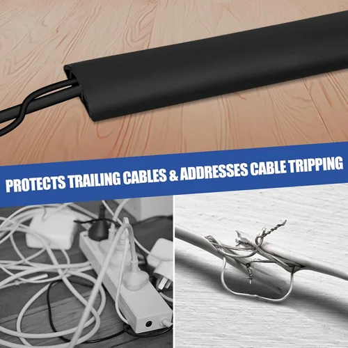 Miniatura 6 de Cubierta autoadhesiva para cables de suelo, gestión de cables de 3.3 pies, protector de tira de extensión para cables, evita tropiezos de cables