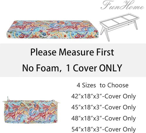 Miniatura 5 de FUNHOME Funda de cojín de banco para exteriores de 48 x 18 x 3 pulgadas, resistente al agua con cremallera y lazos, funda resistente a la Phoenix