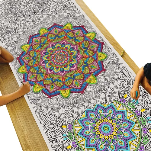 Tiny Expressions - Póster gigante para colorear de mandala - Enrollado, sin arrugas, 72 x 30 pulgadas, pancarta grande para colorear para Cartel