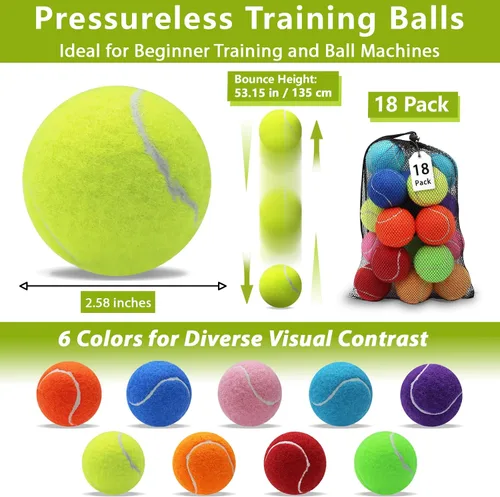 Miniatura 2 de Pelotas de tenis, paquete de 18 pelotas de entrenamiento con bolsa de malla para un fácil transporte, pelotas de práctica para perros y mascotas, 9