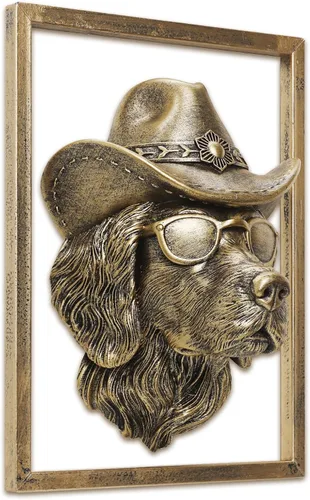 Miniatura 14 de Newinhome Paquete de 5 cabezas de animales para decoración de pared (marco de metal de regalo), esculturas de animales de resina, decoración