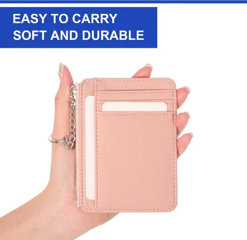 Miniatura 3 de Buryeah 2 carteras minimalistas delgadas de cuero con bolsillo frontal, carteras con bloqueo RFID, para mujer, tarjetero para tarjetas de crédito