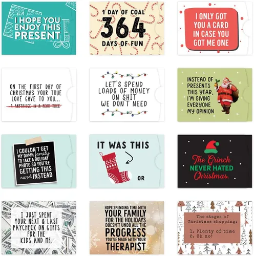 Miniatura 13 de Andaz Press Divertido surtido de portatarjetas de regalo de Navidad, 4.25 x 3 pulgadas para tarjetas de crédito de Papá Noel secreto, elefante