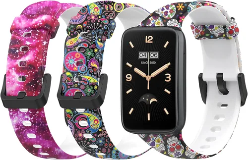 Miniatura 12 de Lijinlan Bandas de repuesto compatibles con Xiaomi Mi Band 7 Pro Strap mujeres hombres, impresión colorida linda piel floral suave flexible silicona