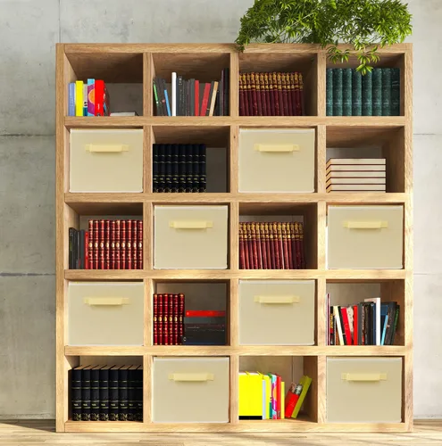 Miniatura 4 de Simple Houseware Contenedores de almacenamiento plegables de 11 pulgadas, color beige, paquete de 6 cubos de tela organizadores para armario