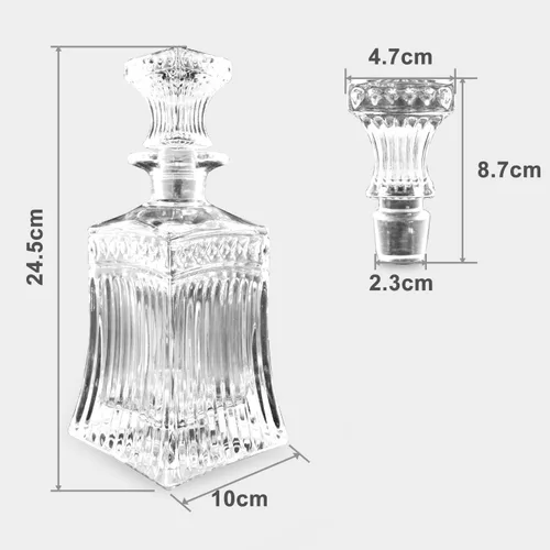 Miniatura 2 de Decantador de vidrio con tapón geométrico hermético, decantador de whisky para vino, bourbon, brandy, licor, jugo, agua, enjuague bucal, vidrio