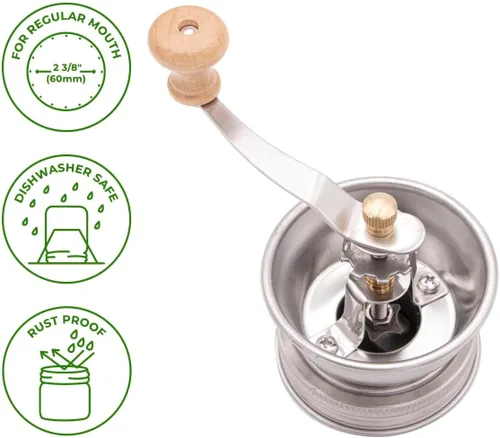 Miniatura 8 de Tapa de molinillo de café para tarros Mason de boca regular
