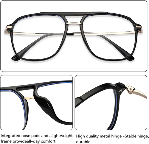 Miniatura 3 de Dollger Lentes de bloqueo de luz azul para mujer, estilo aviador de gran tamaño, lentes de computadora que protegen tu visión, elegantes y saludables