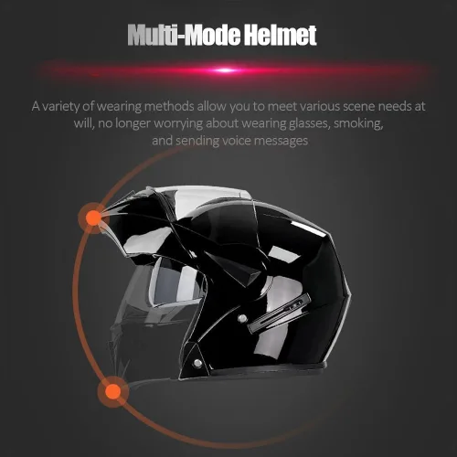 Miniatura 4 de Casco de motocicleta Bluetooth aprobado por DOT - Casco modular de cara completa con visera doble abatible, carcasa de ABS, sistema de ventilación