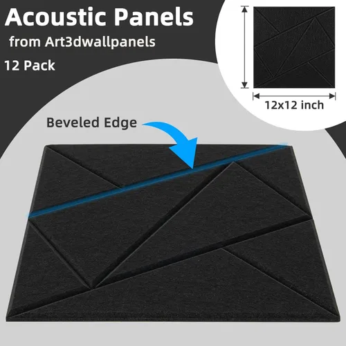 Miniatura 2 de Art3dwallpanels Paquete de 12 Paneles Acústicos de 12" X 12" Paneles de Pared Insonorizantes Autoadhesivos Amortiguadores de Sonido, Decoración