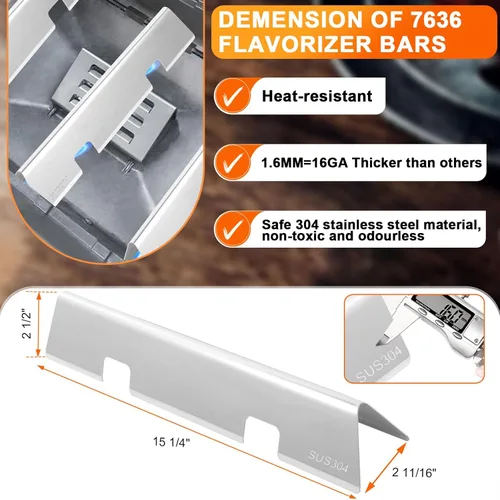 Miniatura 4 de Piezas de parrilla para Weber Spirit 2, piezas de parrilla GS4 Spirit II & I E310 E320 S310 S320, reemplazo para barras saborizantes Weber Spirit