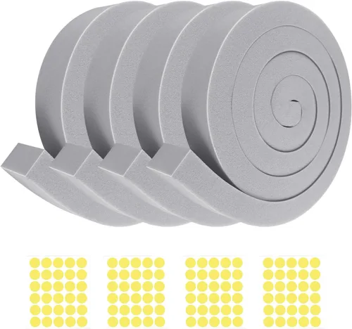 Kit de sellado de ventana de CA con adhesivo, 4 tiras aislantes de espuma gris de 1 x 1 x 6.5 pies, espuma de aire acondicionado para unidades de