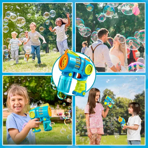 Miniatura 3 de JOYIN Pistola de burbujas para niños con solución de recarga, pistolas automáticas 2 en 1 para niños pequeños de 1 a 3 años de 4 a 8 años, juguete