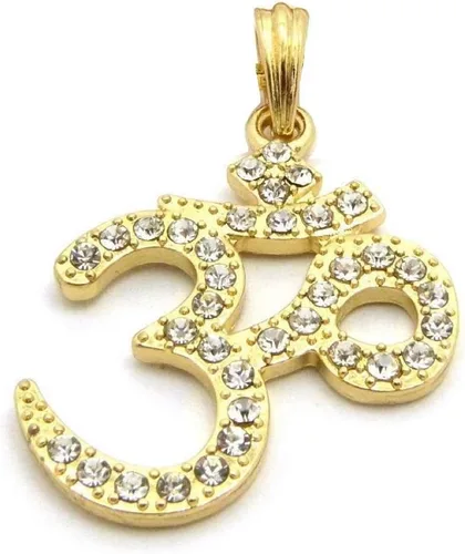 Brillante joyeros Estados Unidos para hombre nueva india Yoga Om Iced Out colgante de 24" cuerda, cadena, caja cubano Hip Hop collar inspirado