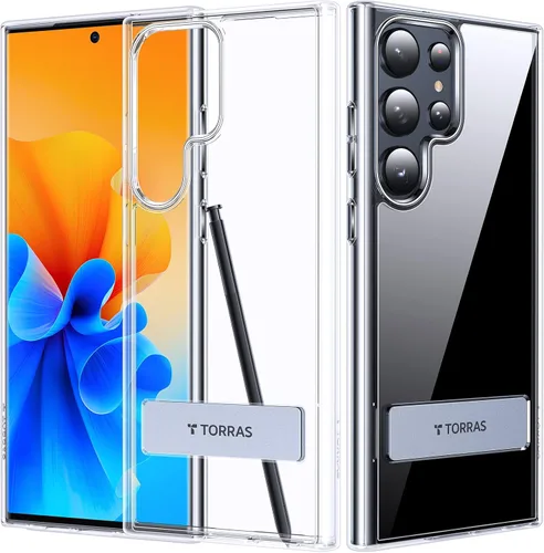 Miniatura 7 de TORRAS Funda transparente para Samsung Galaxy S23 Ultra con función atril que nunca amarillea, [soporte integrado de 3 vías]