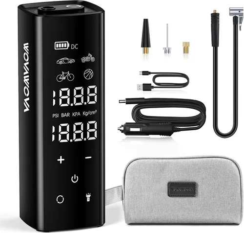 Inflador de neumáticos Compresor de aire portátil, 150PSI Inalámbrico y 4 veces más rápido, Bomba de aire de 12000 mAh, Pantalla táctil completa de