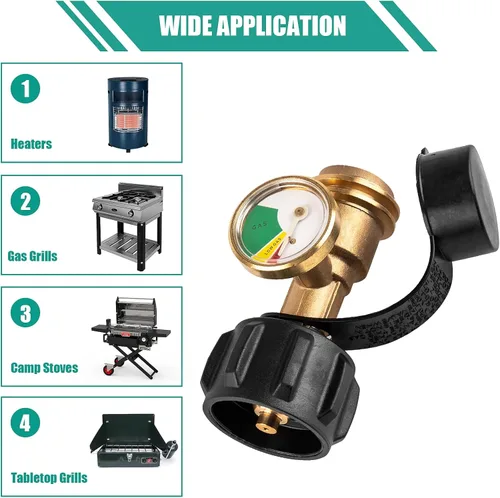 Miniatura 4 de 2 medidores de tanque de propano con detector de fugas, indicador de nivel universal para tanques de 5 a 40 libras, compatible con estufas
