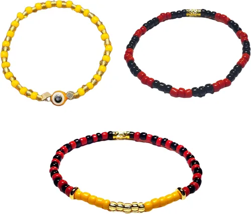 Miniatura 9 de Juego de 3 pulseras de cuerda elástica de santería de ojo malvado hechas a mano Obatala Oshun Yemaya Orula Elegua Oya Ogun Ochosi Shango Babalu Aye