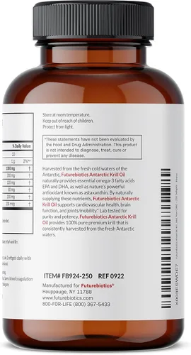 Miniatura 7 de Futurebiotics Aceite de krill antártico de 1000 mg con omega-3 EPA, DHA, astaxantina y fosfolípidos - Aceite de krill 100% puro de alta calidad