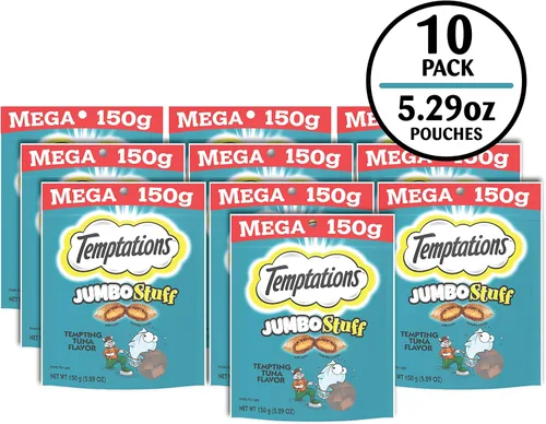 Miniatura 2 de Temptations Jumbo Stuff - Golosinas crujientes y suaves para gatos, sabor a atún, bolsa de 5.3 onzas (paquete de 10)