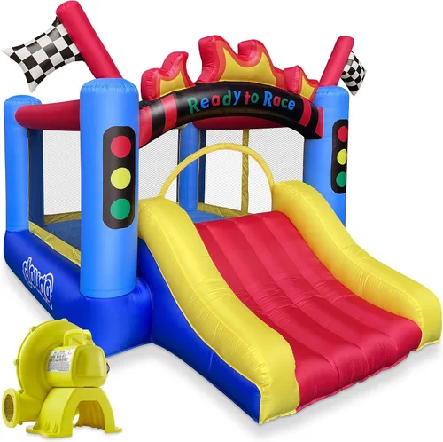 Cloud 9 Casa inflable de la despedida y el soplador, gorila del tema de la pista del coche de carreras para los niños con la diapositiva y la gran