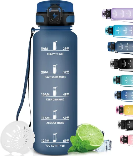 Miniatura 41 de Botella de agua – 16.9 fl oz – Botella de agua para niños, botella de sorbete a prueba de fugas, botella deportiva con marcador de tiempo, botella