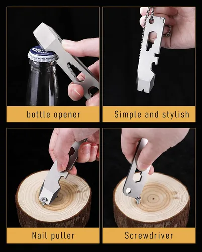 Miniatura 2 de Herramienta de llavero de titanio, herramienta multiusos ligera, abrelatas de pintura, herramientas de palanca, abridor de botellas con llave, ideal