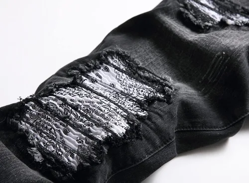 Miniatura 6 de TMMMT Jeans ajustados de ajuste recto lavado de moda para hombre