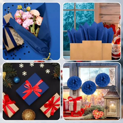 Miniatura 4 de Morcheiong 60 hojas de papel de seda azul marino para envolver regalos, papel de seda a granel para manualidades, manualidades, fiesta de cumpleaños
